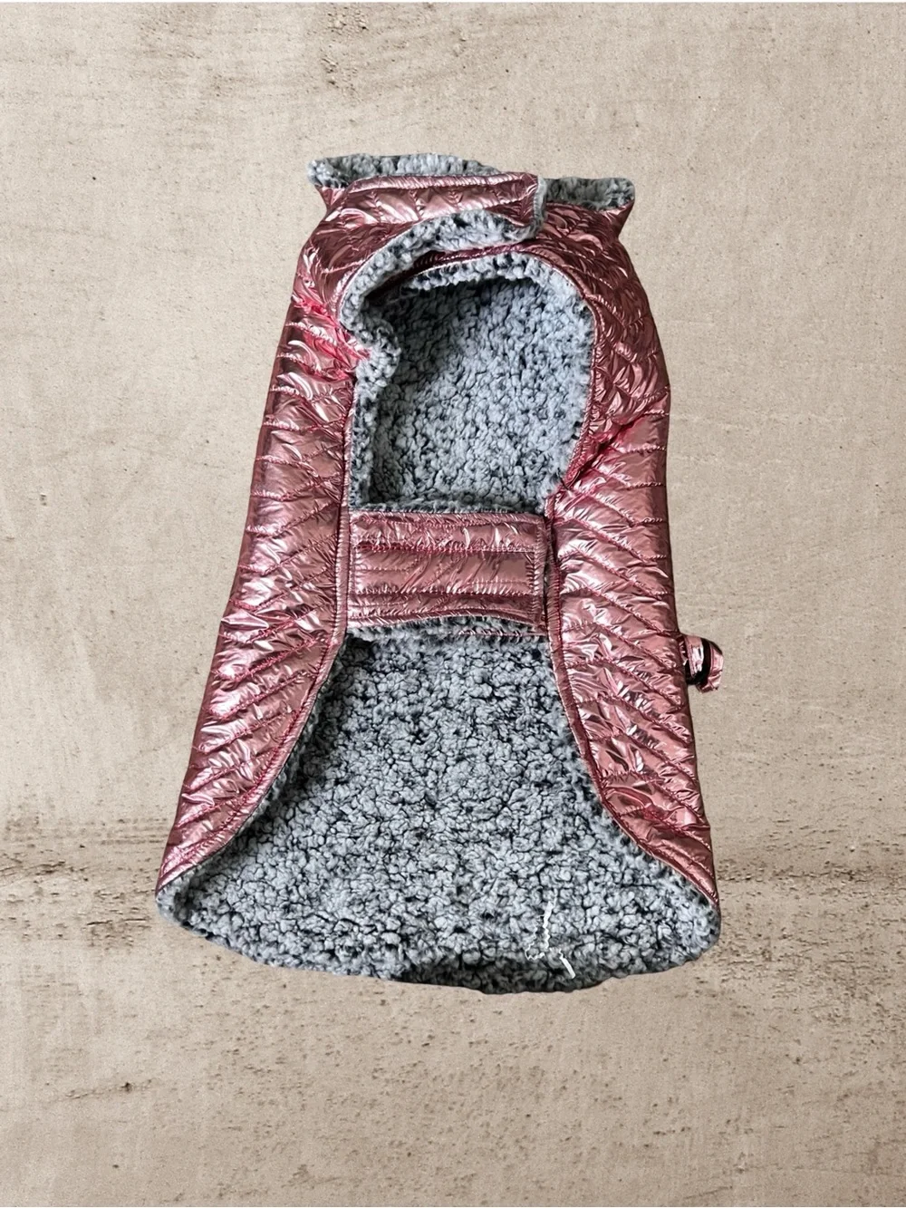 Eddie Bauer Pink Gold Quilted Pet Coat with Front Pocket